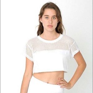 American Apparel White Waffle Mesh Crop Top